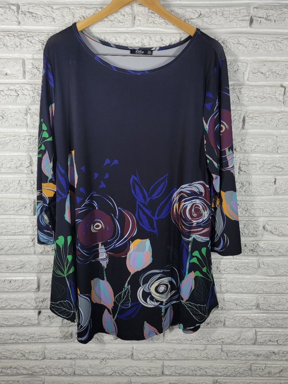 Lily By Firmiana Womens Mini Dress 2XL Plus Multicolor‎ 3/4 Sleeve FLO162XE